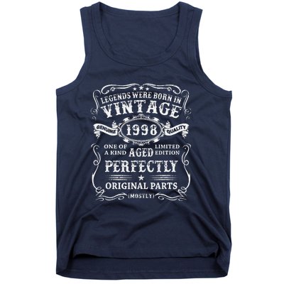 Legends Born In 1998 Vintage 25th Birthday 25 Years Old Tank Top