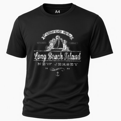 Long Beach Island Nj Sailboat Vintage Nautical Performance Shirt