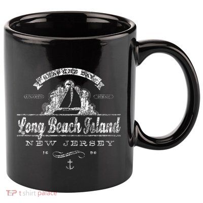 Long Beach Island Nj Sailboat Vintage Nautical 11oz C Handle Ceramic Mug