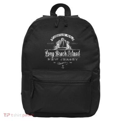 Long Beach Island Nj Sailboat Vintage Nautical 16 in Basic Backpack