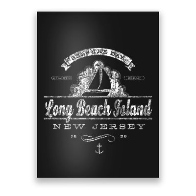 Long Beach Island Nj Sailboat Vintage Nautical Poster
