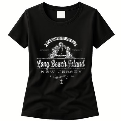 Long Beach Island Nj Sailboat Vintage Nautical Womens T-Shirt