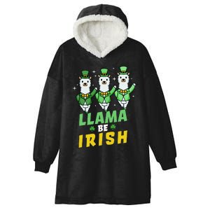 Llama Be Irish Alpaca Dancing Shamrocks Saint Patrick's Day Lucky Hooded Wearable Blanket