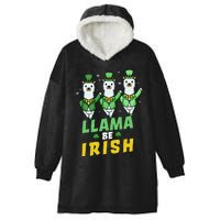 Llama Be Irish Alpaca Dancing Shamrocks Saint Patrick's Day Lucky Hooded Wearable Blanket