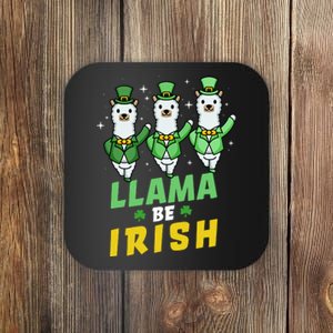 Llama Be Irish Alpaca Dancing Shamrocks Saint Patrick's Day Lucky Coaster