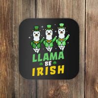 Llama Be Irish Alpaca Dancing Shamrocks Saint Patrick's Day Lucky Coaster