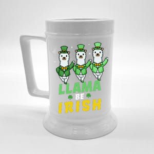 Llama Be Irish Alpaca Dancing Shamrocks Saint Patrick's Day Lucky Beer Stein