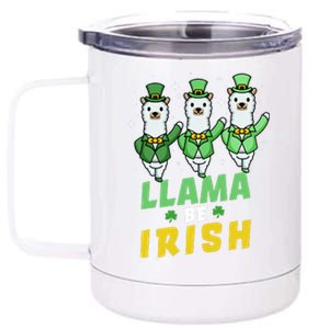 Llama Be Irish Alpaca Dancing Shamrocks Saint Patrick's Day Lucky 12 oz Stainless Steel Tumbler Cup