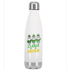 Llama Be Irish Alpaca Dancing Shamrocks Saint Patrick's Day Lucky Stainless Steel Insulated Water Bottle