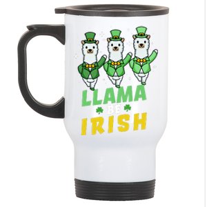 Llama Be Irish Alpaca Dancing Shamrocks Saint Patrick's Day Lucky Stainless Steel Travel Mug