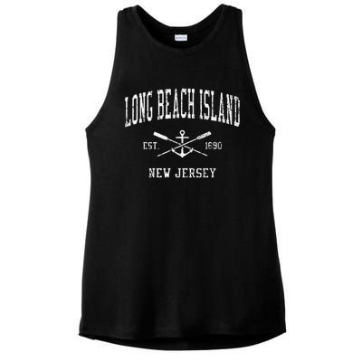 Long Beach Island Nj Vintage Ladies PosiCharge Tri-Blend Wicking Tank