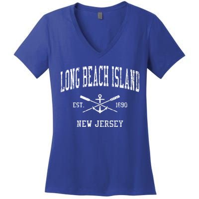 Long Beach Island Nj Vintage Women's V-Neck T-Shirt