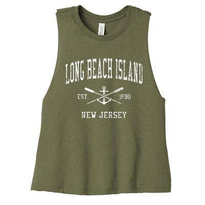 Long Beach Island Nj Vintage Women's Racerback Cropped Tank