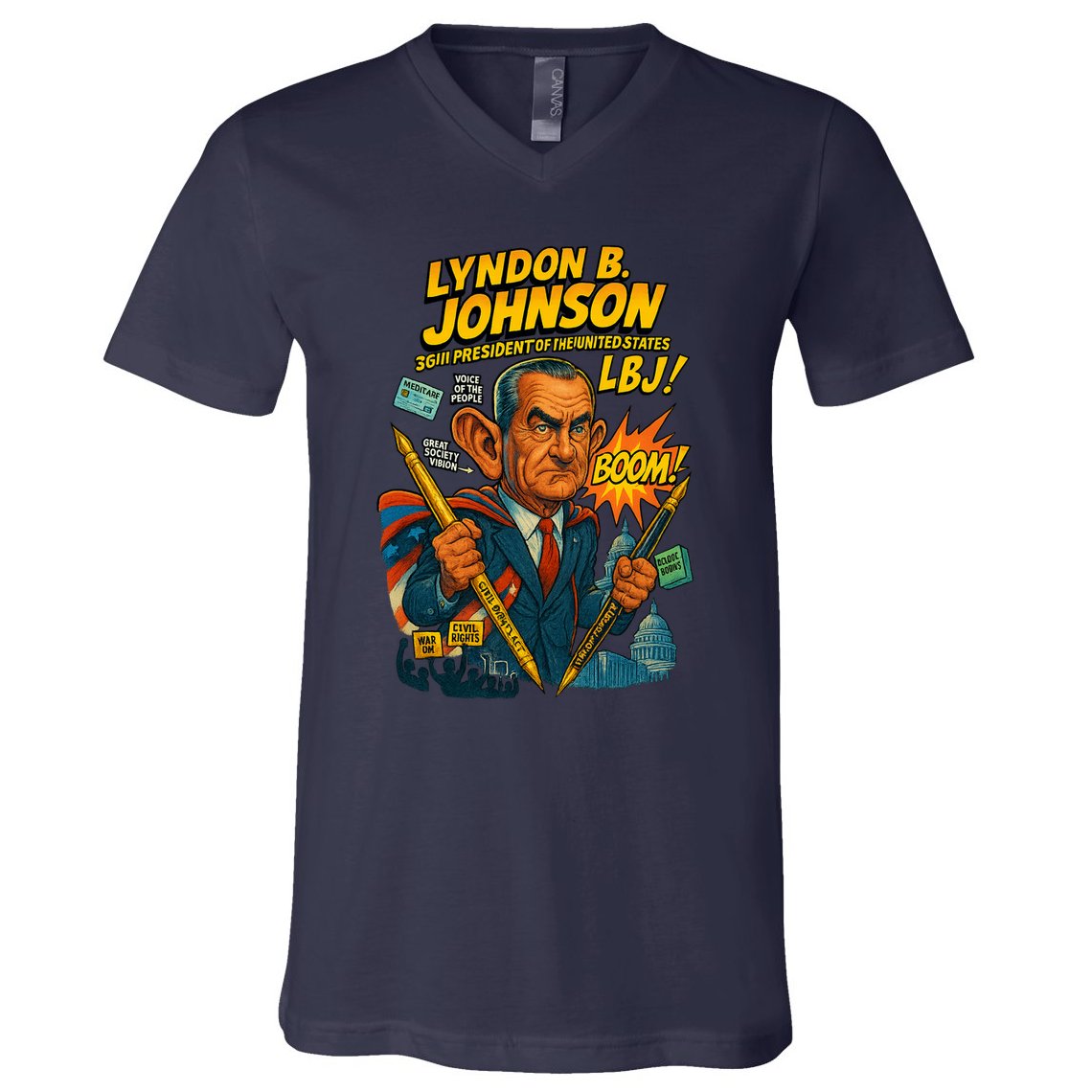 Lyndon B. Johnson The Presidential Chronicles V-Neck T-Shirt