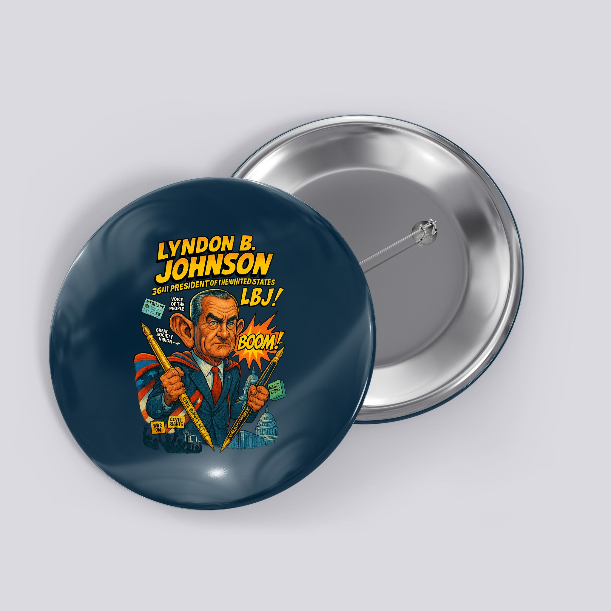 Lyndon B. Johnson The Presidential Chronicles Button