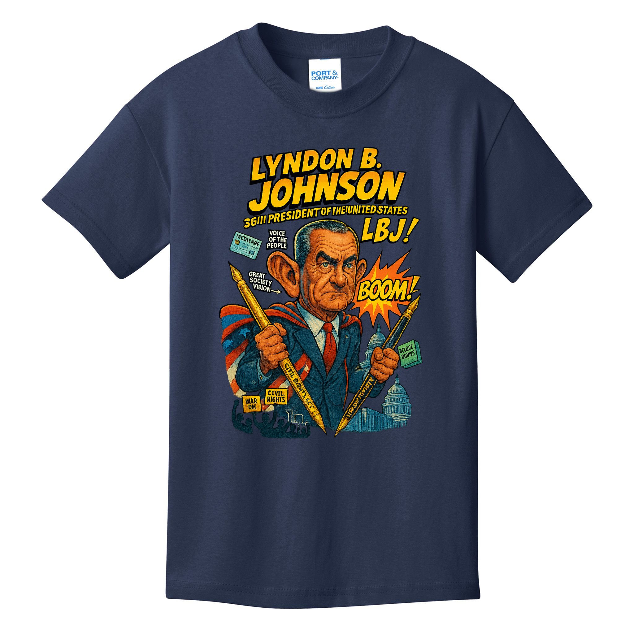 Lyndon B. Johnson The Presidential Chronicles Kids T-Shirt