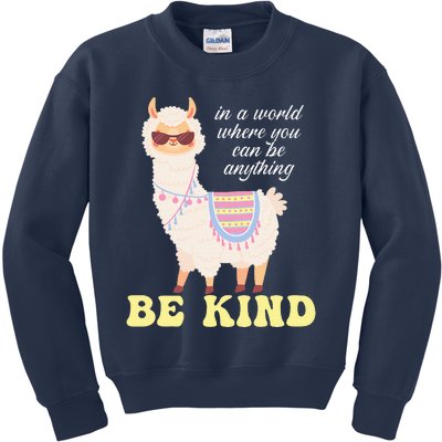 Llama Be Kind Unity Day Orange Anti Bullying Unity day Kids Sweatshirt