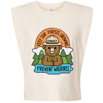 Littleofpins Bear Keep Our Forests Growing Prevent Wildfires Garment-Dyed Women's Muscle Tee