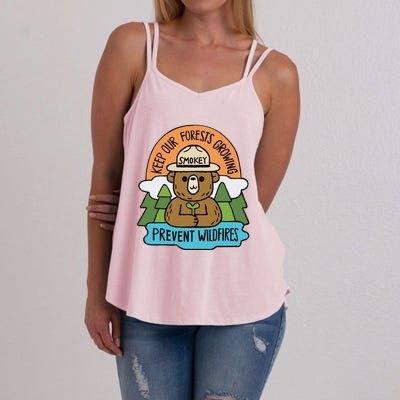 Littleofpins Bear Keep Our Forests Growing Prevent Wildfires Women's Strappy Tank