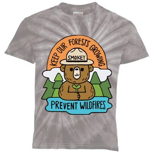 Littleofpins Bear Keep Our Forests Growing Prevent Wildfires Kids Tie-Dye T-Shirt