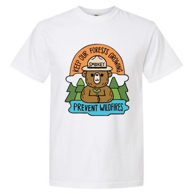 Littleofpins Bear Keep Our Forests Growing Prevent Wildfires Garment-Dyed Heavyweight T-Shirt