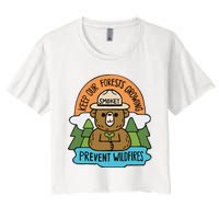 Littleofpins Bear Keep Our Forests Growing Prevent Wildfires Women's Crop Top Tee