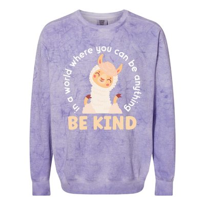 Llama Be Kind Unity Day Orange Anti Bullying Unity day Colorblast Crewneck Sweatshirt