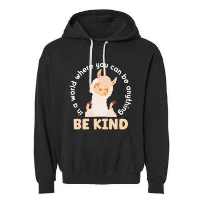 Llama Be Kind Unity Day Orange Anti Bullying Unity day Garment-Dyed Fleece Hoodie