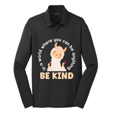 Llama Be Kind Unity Day Orange Anti Bullying Unity day Silk Touch Performance Long Sleeve Polo