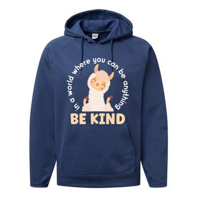 Llama Be Kind Unity Day Orange Anti Bullying Unity day Performance Fleece Hoodie