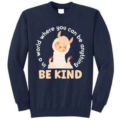 Llama Be Kind Unity Day Orange Anti Bullying Unity day Tall Sweatshirt