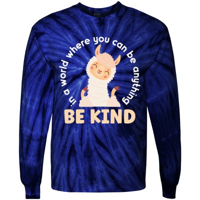 Llama Be Kind Unity Day Orange Anti Bullying Unity day Tie-Dye Long Sleeve Shirt