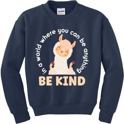 Llama Be Kind Unity Day Orange Anti Bullying Unity day Kids Sweatshirt