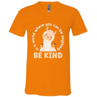 Llama Be Kind Unity Day Orange Anti Bullying Unity day V-Neck T-Shirt