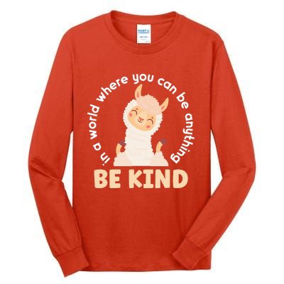 Llama Be Kind Unity Day Orange Anti Bullying Unity day Tall Long Sleeve T-Shirt