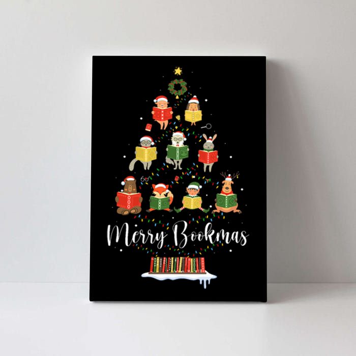 Librarian Book Lover Books Christmas Tree Merry Bookmas Xmas Canvas