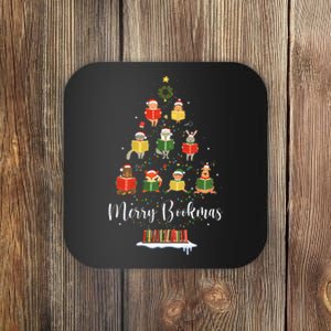 Librarian Book Lover Books Christmas Tree Merry Bookmas Xmas Coaster