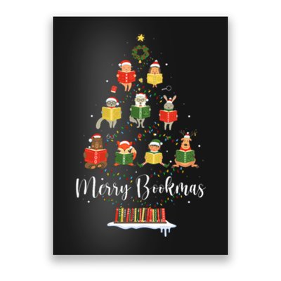 Librarian Book Lover Books Christmas Tree Merry Bookmas Xmas Poster