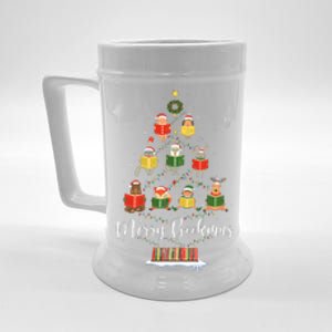 Librarian Book Lover Books Christmas Tree Merry Bookmas Xmas Beer Stein