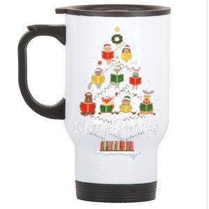 Librarian Book Lover Books Christmas Tree Merry Bookmas Xmas Stainless Steel Travel Mug