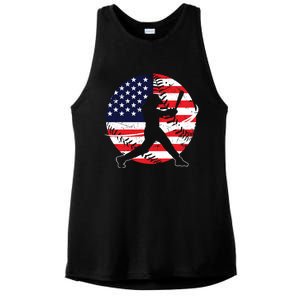 Love Baseball Love American Flag Gift Design Idea Funny Gift Ladies PosiCharge Tri-Blend Wicking Tank