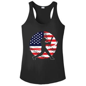 Love Baseball Love American Flag Gift Design Idea Funny Gift Ladies PosiCharge Competitor Racerback Tank