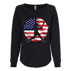 Love Baseball Love American Flag Gift Design Idea Funny Gift Womens California Wash Sweatshirt