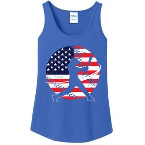 Love Baseball Love American Flag Gift Design Idea Funny Gift Ladies Essential Tank