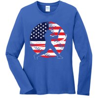 Love Baseball Love American Flag Gift Design Idea Funny Gift Ladies Long Sleeve Shirt