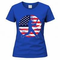 Love Baseball Love American Flag Gift Design Idea Funny Gift Women's T-Shirt