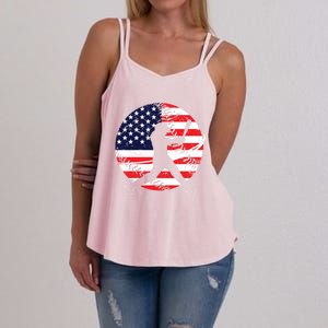 Love Baseball Love American Flag Gift Design Idea Funny Gift Women's Strappy Tank