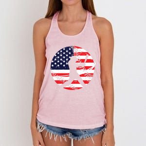 Love Baseball Love American Flag Gift Design Idea Funny Gift Women's Knotted Racerback Tank