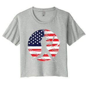 Love Baseball Love American Flag Gift Design Idea Funny Gift Women's Crop Top Tee