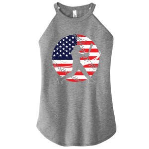 Love Baseball Love American Flag Gift Design Idea Funny Gift Women's Perfect Tri Rocker Tank